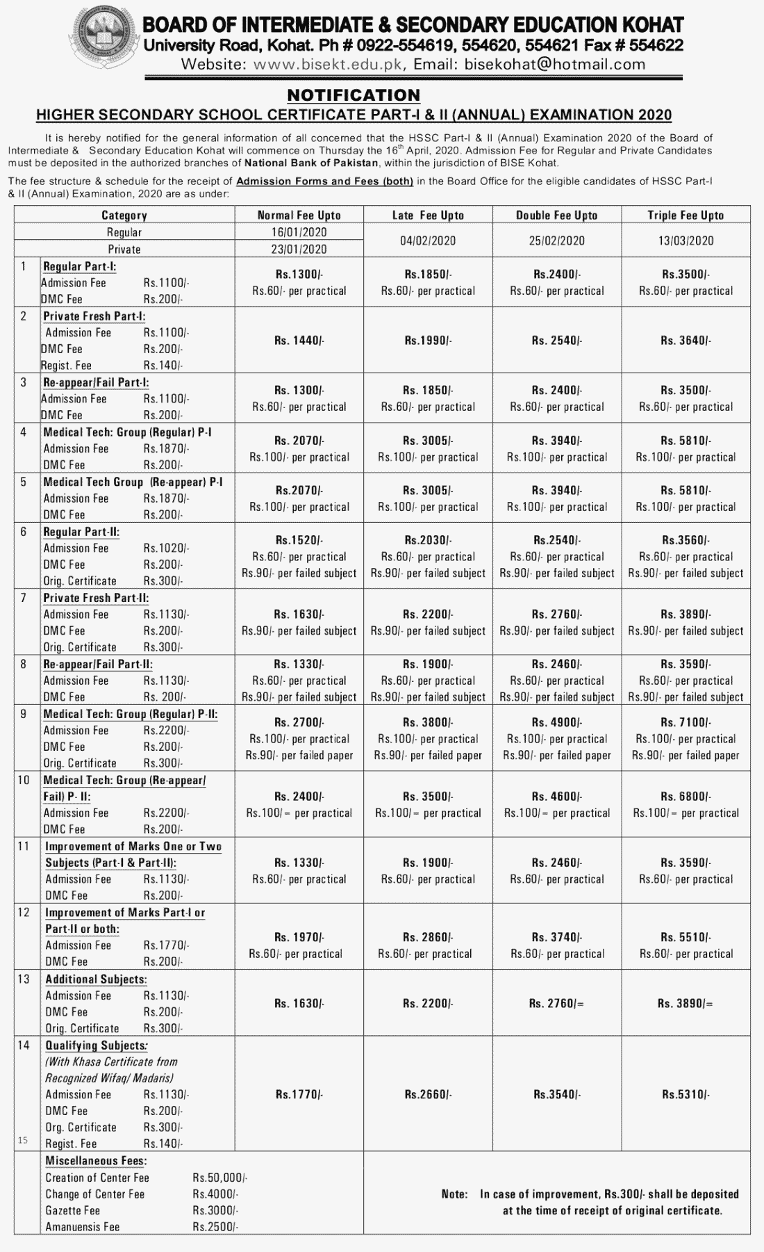Kohat-board-hssc-exam-schedule-2020-page1