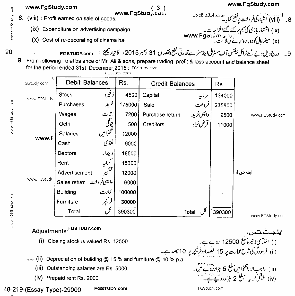 page 3 Principles Of Accounting Lahore Board Subjective 11th Past Papers 2019