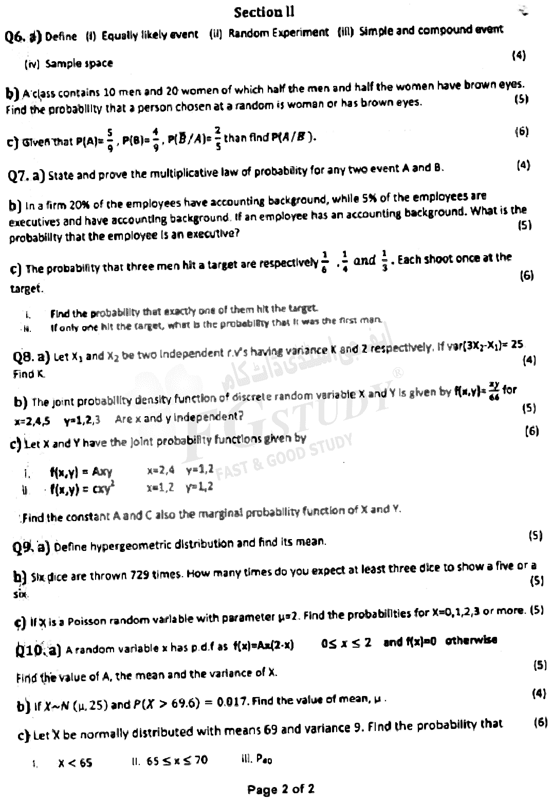 BA Part 1 Statistics Past Paper 2021 Punjab University Subjective