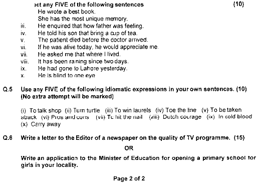 BA Part 2 English Language 2 Past Paper 2020 Punjab University Group 2