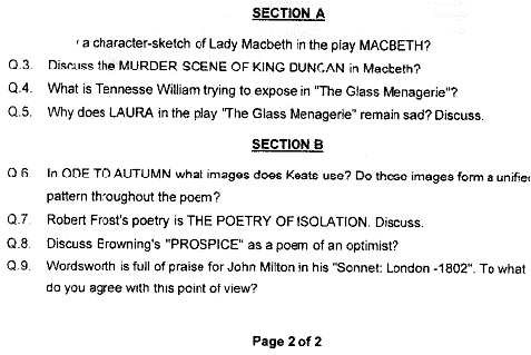 BA Part 2 English Literature 2 Past Paper 2020 Punjab University