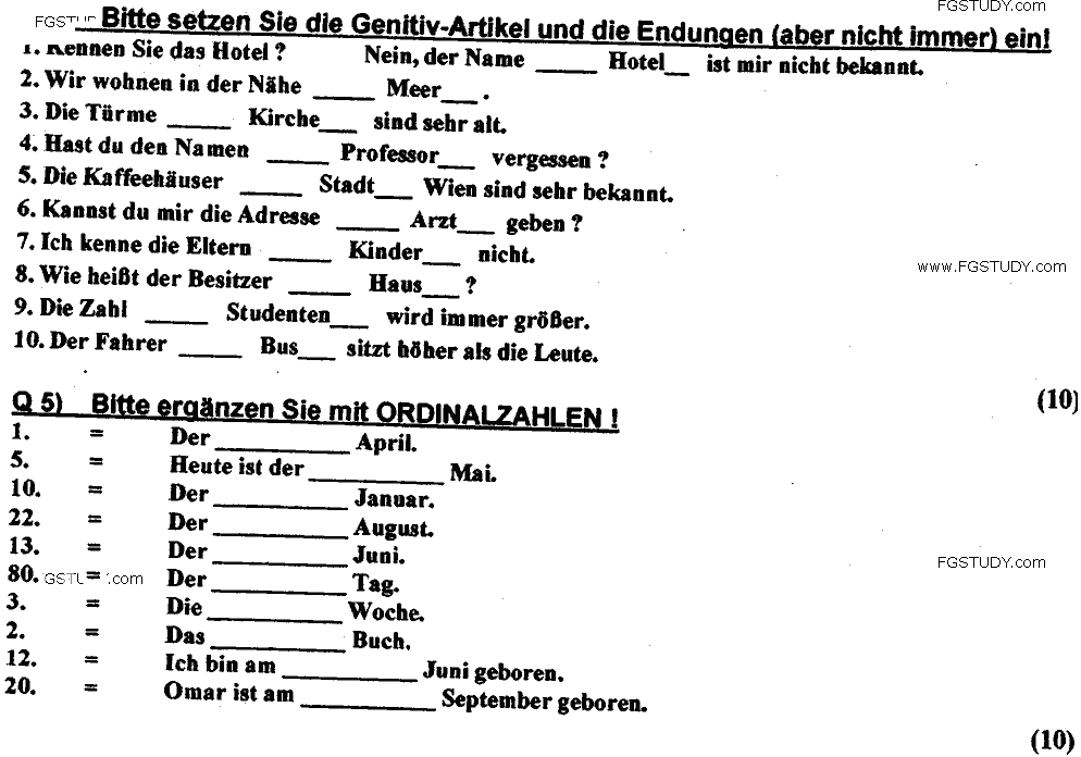 BA Part 2 German Optional Past Paper 2018 Punjab University Objective