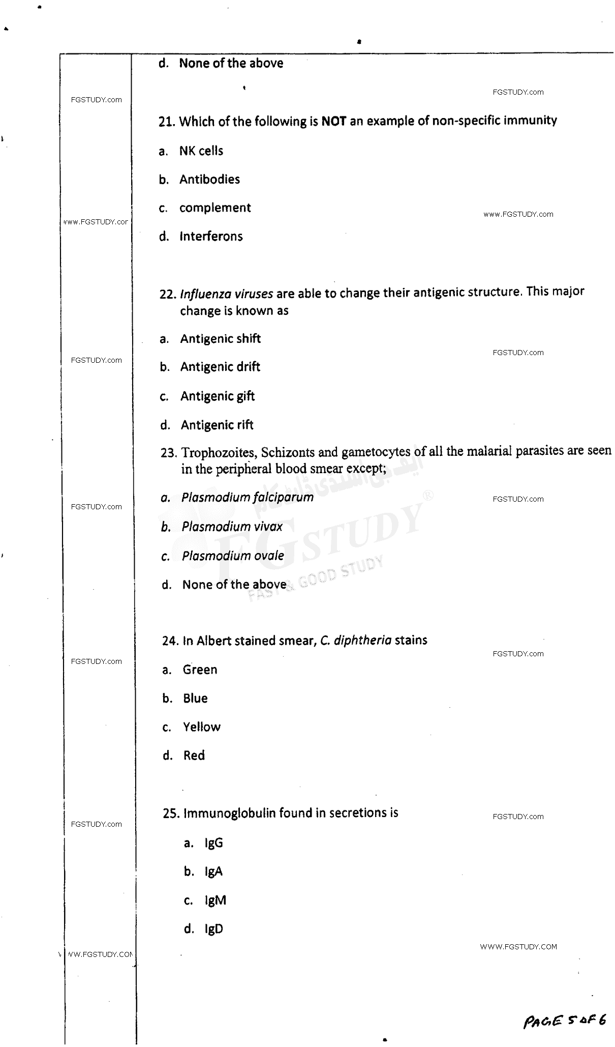 BSc Part 2 Microbiology 2 Past Paper 2017 Punjab University Objective