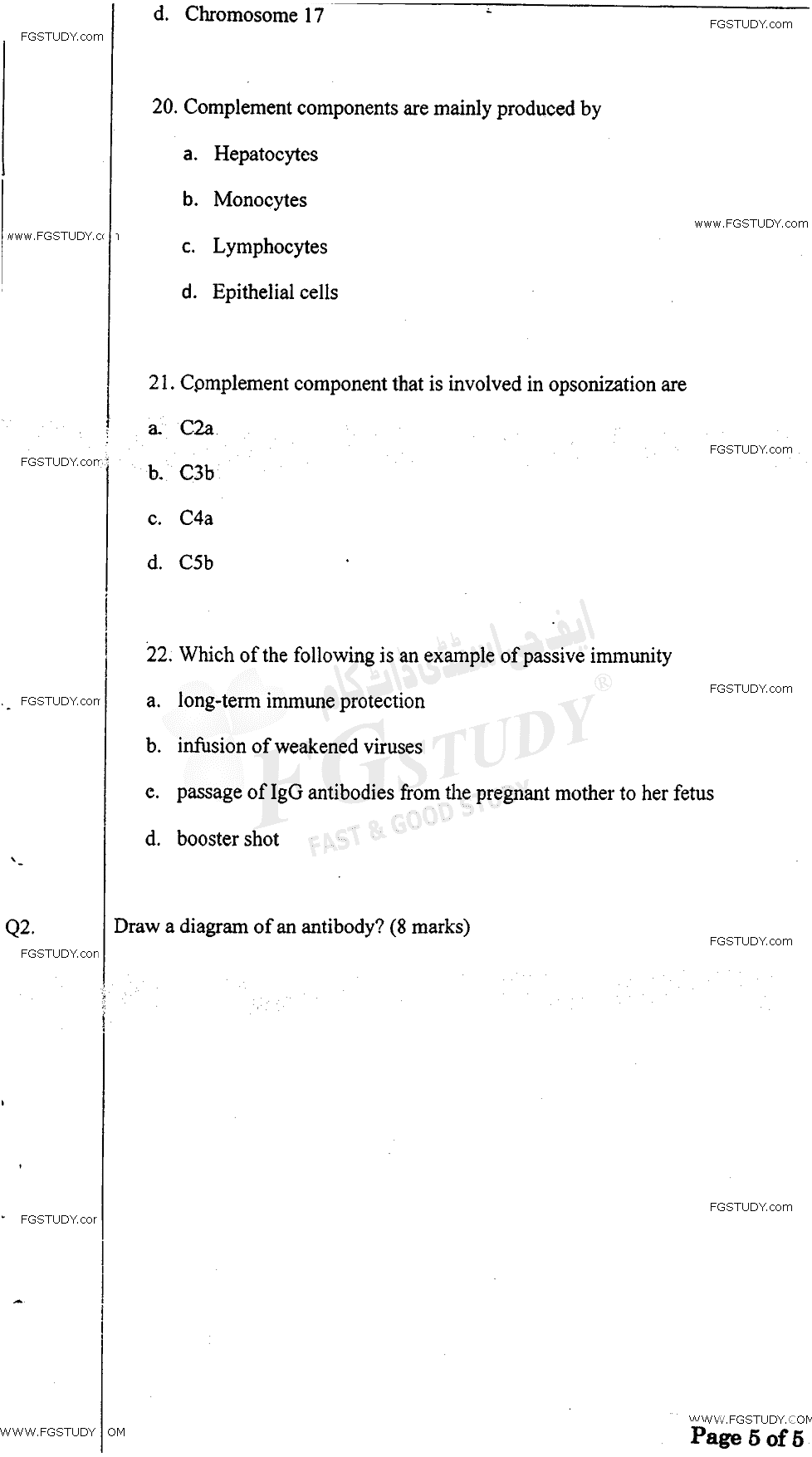 BSc Part 2 Microbiology 2 Past Paper 2018 Punjab University Objective