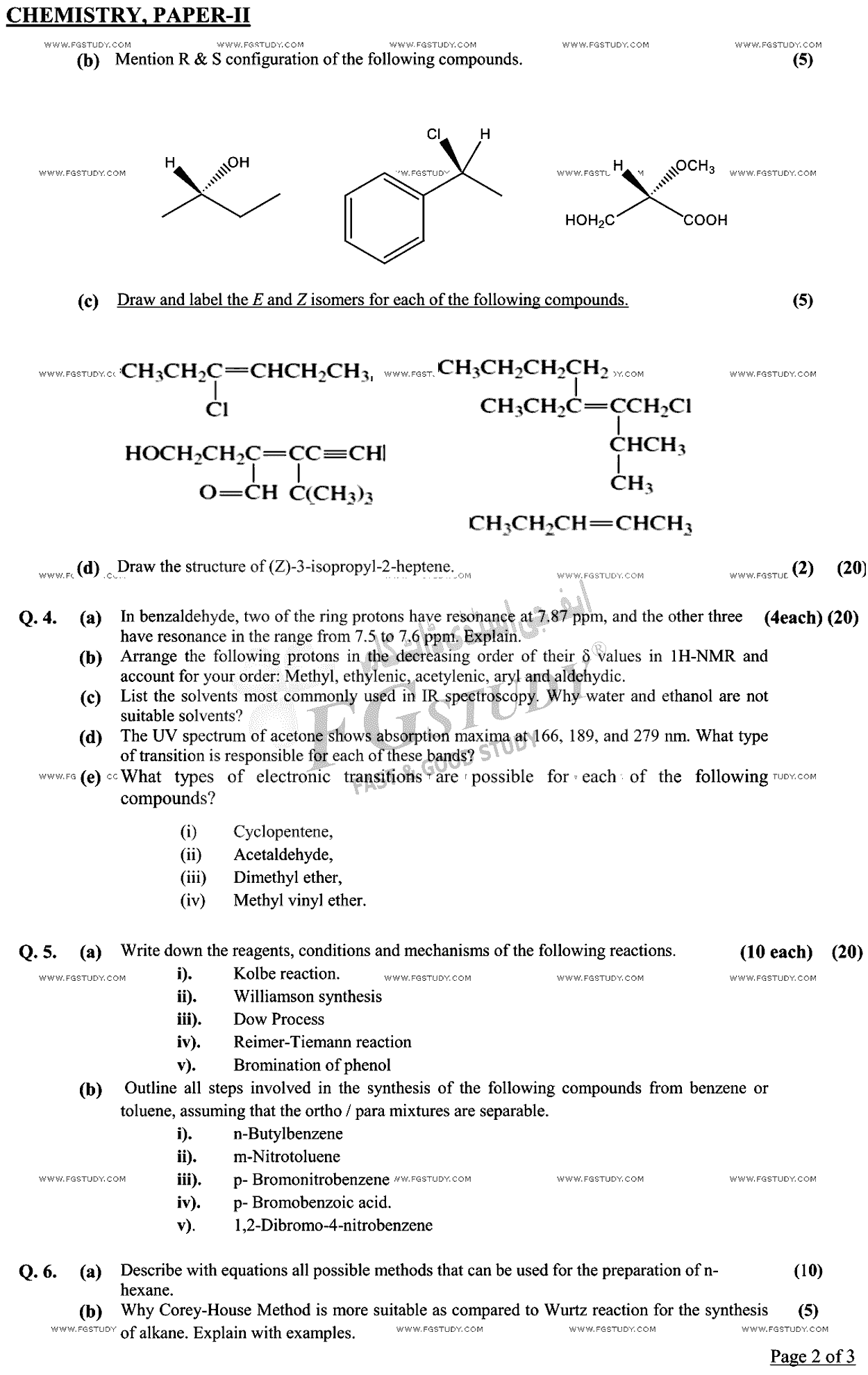 CSS Chemistry 2 Past Paper 2023 Federal Public Service Commission