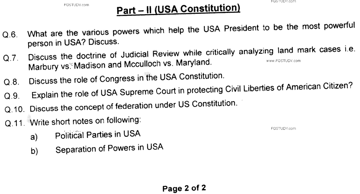 LLB Part 1 Constitutional Law 1 Past Paper 2020 Punjab University