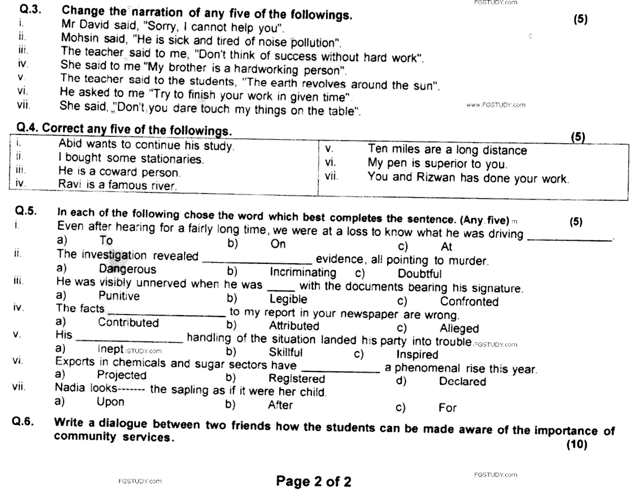 LLB Part 1 Language Skills 2 English Language Past Paper 2020 Punjab University