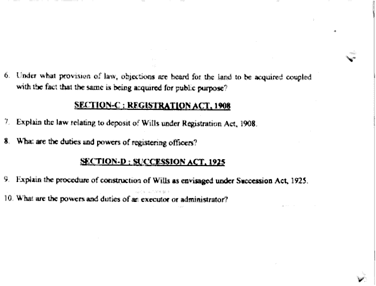 LLB Part 2 Law Of Transfer Of Property Past Paper 2019 Punjab University