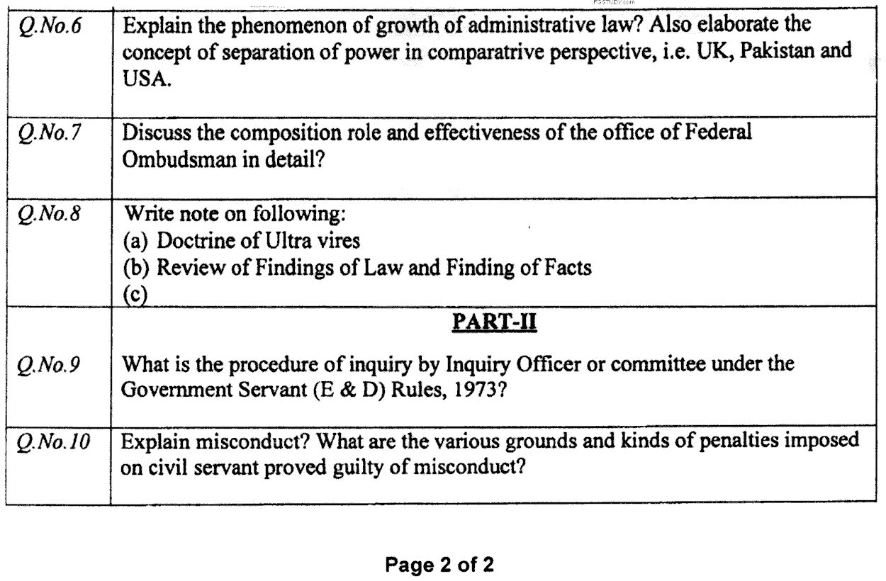 Llb Part 3 Administrative Law Past Paper 2020 Punjab University