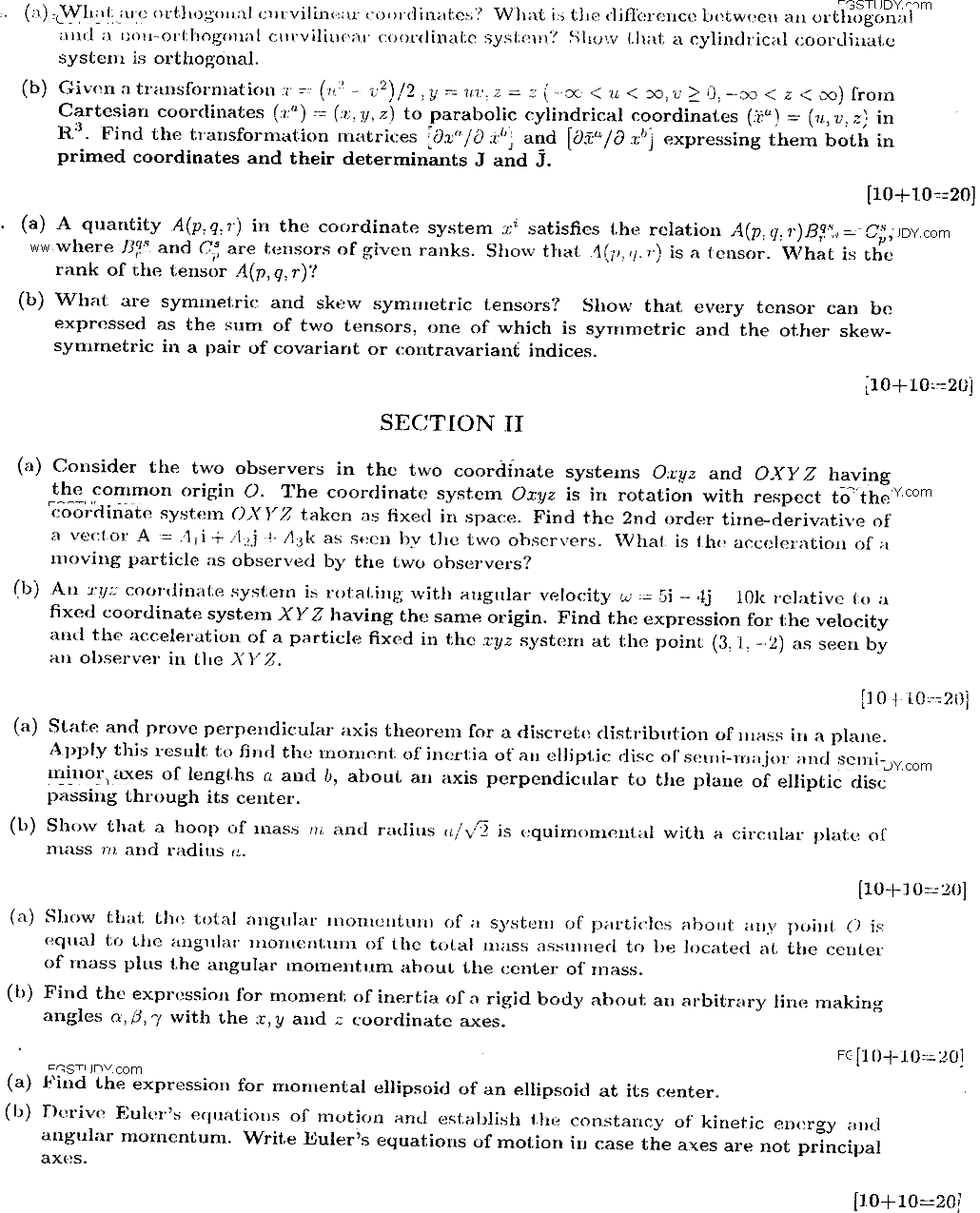 MSc Part 1 Mathematics Mechanics Past Paper 2018 Punjab University Subjective