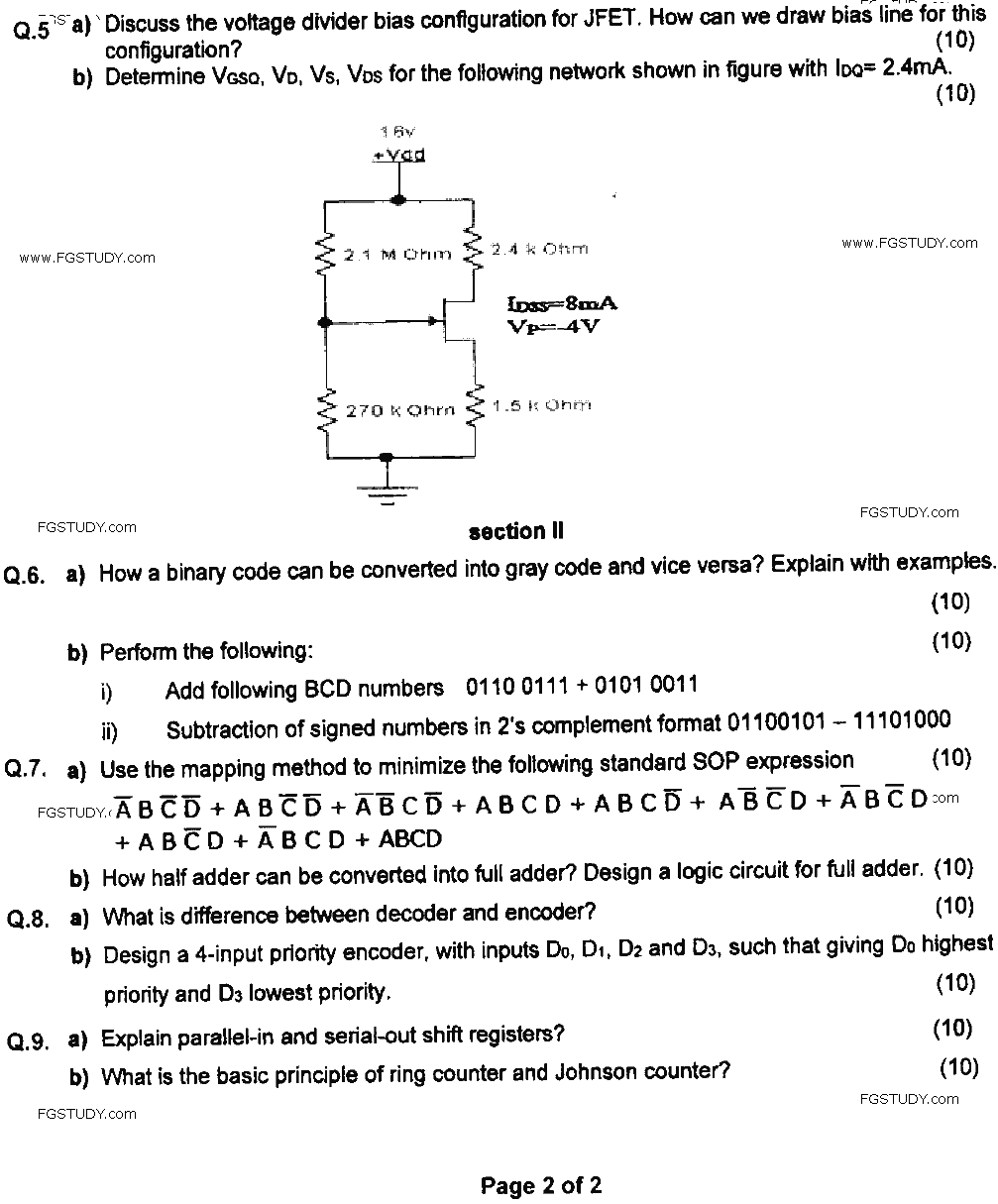 MSc Part 1 Space Science Electronics Past Paper 2020 Punjab University Subjective