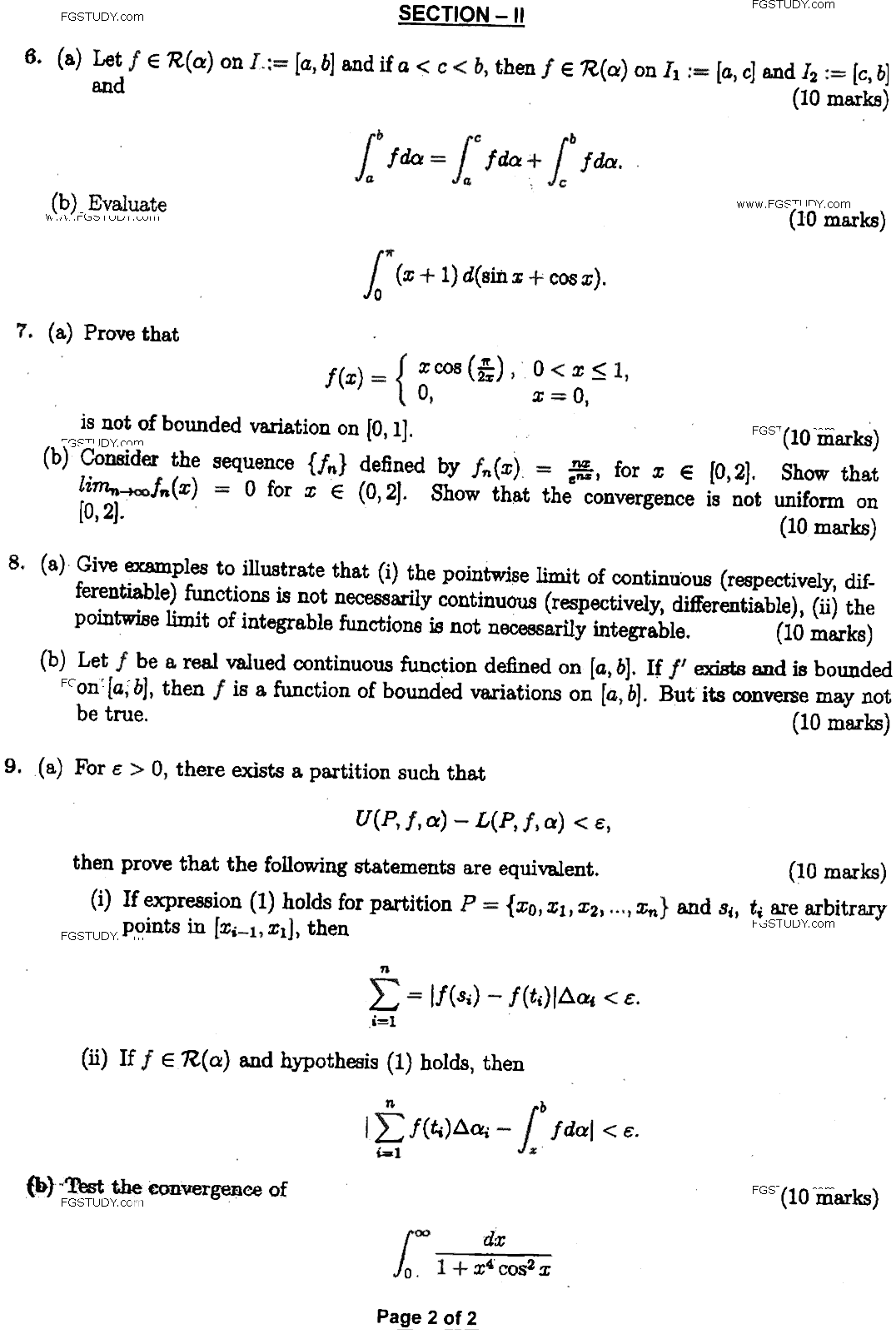 MSc Part 1 Space Science Electronics Past Paper 2020 Punjab University Subjective