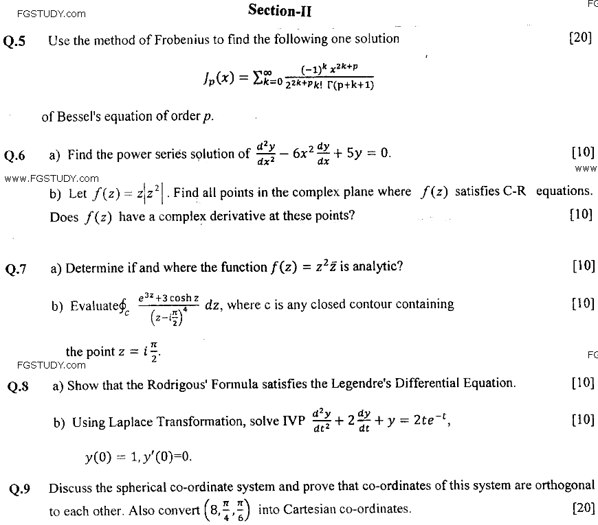MSc Part 1 Space Science Mathematical Techniques And Quantum Mechanics Past Paper 2019 Punjab University Subjective