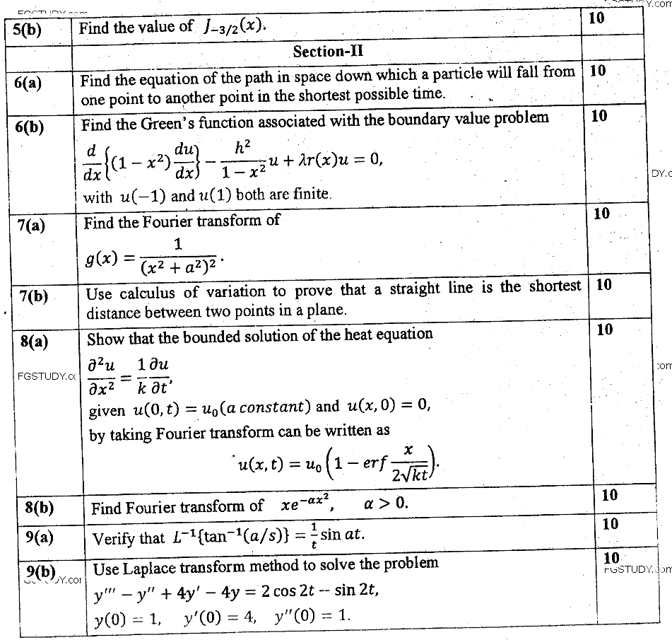 MSc Part 2 Mathematics Methods Of Mathematical Physics Past Paper 2018 Punjab University Subjective