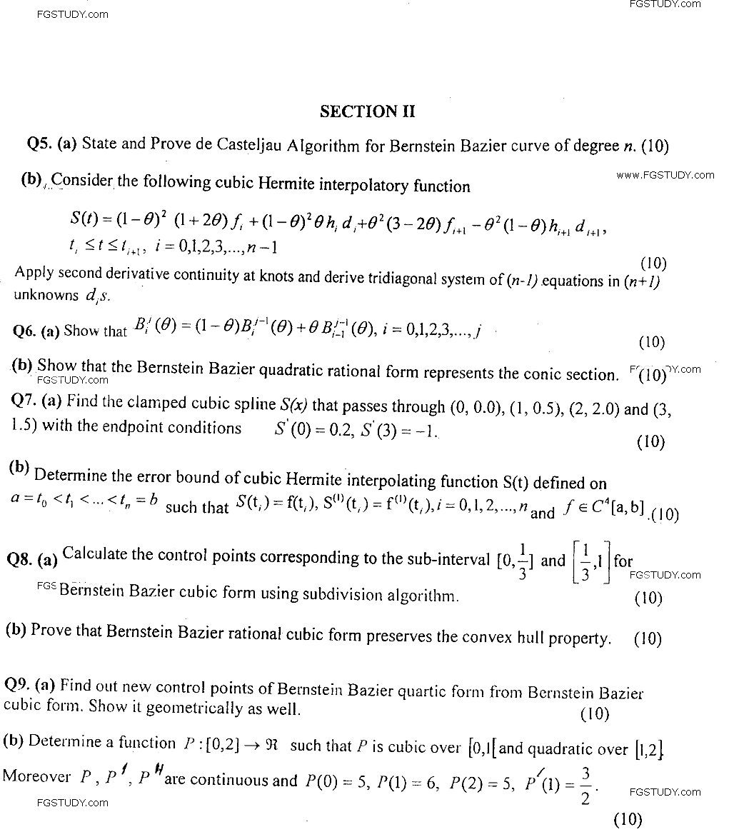 MSc Part 2 Mathematics Theory Of Approximation And Splines Past Paper 2019 Punjab University Subjective