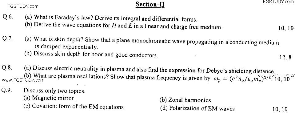 MSc Part 2 Physics Classical Electrodynamics Past Paper 2019 Punjab University Subjective