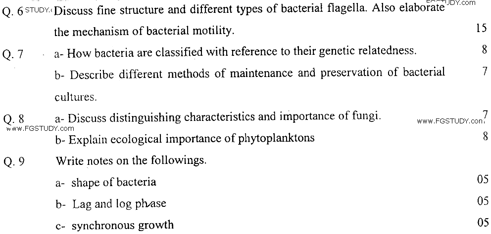 MSc Part 2 Zoology Fundamentals Of Microbiology Past Paper 2019 Punjab University Subjective