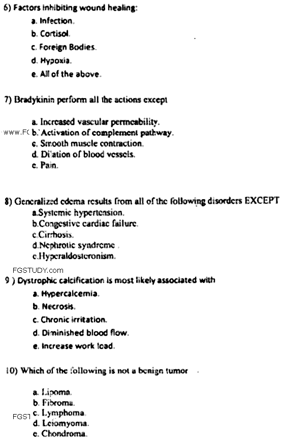 Doctor of Pharmacy Pathology Past Paper 2019 Punjab University Objective