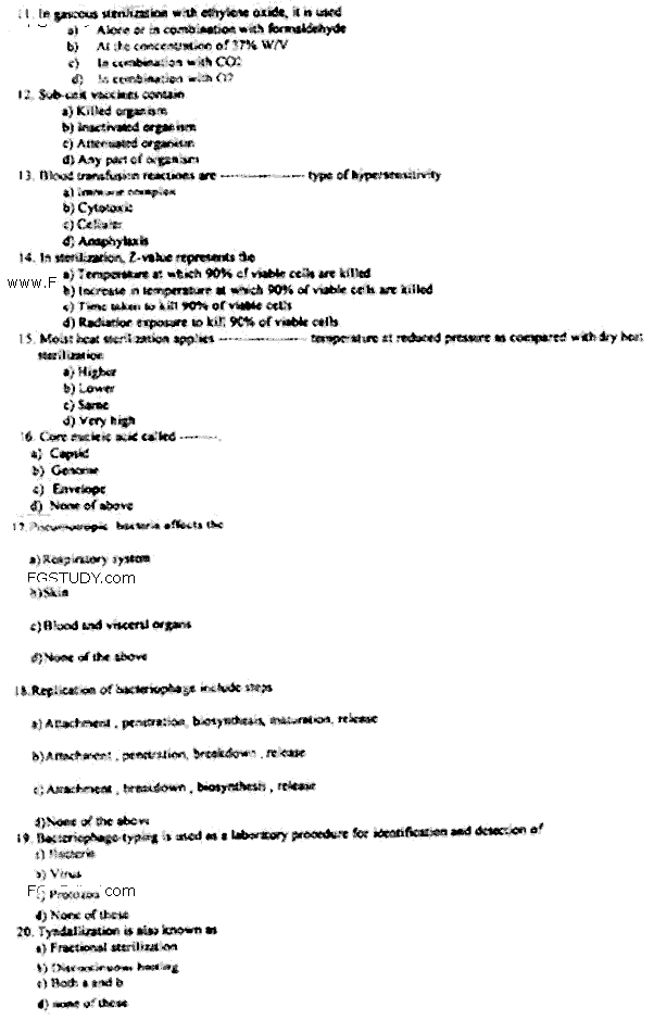 Doctor of Pharmacy Pharmaceutical Pharmaceutical Microbiology Immunology Past Paper 2018 Punjab University Objective