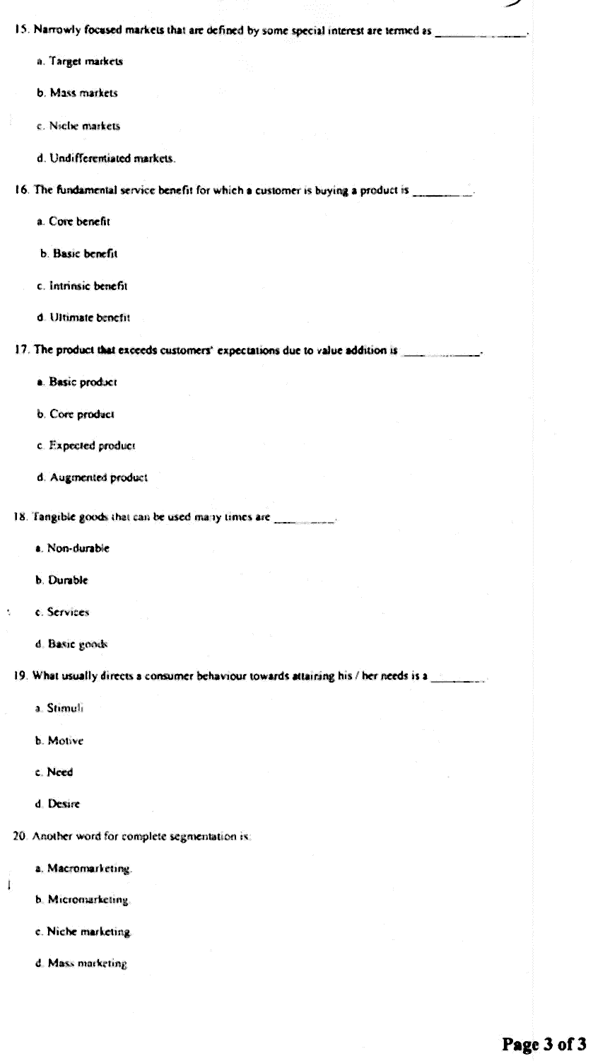 Doctor of Pharmacy Pharmaceutical Management And Marketing Past Paper 2018 Punjab University Objective