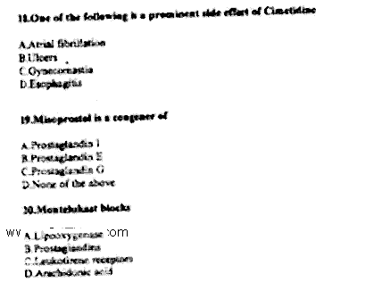 Doctor of Pharmacy Pharmacology And Therapeutics 1 Past Paper 2018 Punjab University Objective