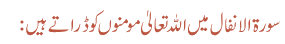 سورۃ الانفال میں اللہ تعالیٰ مومنوں کو ڈراتے ہیں: