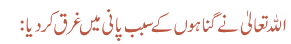 اللہ تعالیٰ نے گناہوں کے سبب پانی میں غرق کر دیا: