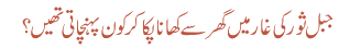 جبل ثور کی غار میں گھر سے کھانا پکا کر کون پہنچاتی تھیں؟