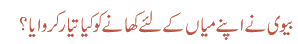 بیوی نے اپنے میاں کے لئے کھانے کو کیا تیار کروایا؟