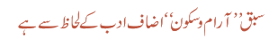 سبق’’ آرام و سکون‘‘ اضاف ادب کے لحاظ سے ہے