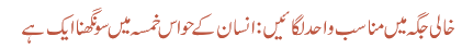 خالی جگہ میں مناسب واحد لگائیں : انسان کے حواس خمسہ میں سونگھنا ایک ہے