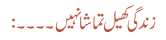 زندگی کھیل تماشا نہیں ۔۔۔۔: